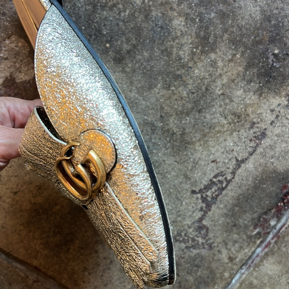 Gucci golden metallic Fringe slide on loafer mules - Picture 8 of 11